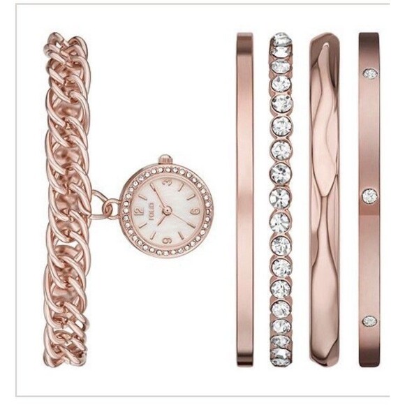 Folio Accessories - NEW IN BOX Folio Women’s Gold Tone Wrist Watch & 4 Bracelet Boxed Gift Set